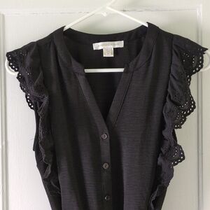 Monteau Black Jumper With Eyelet Shoulder Detail